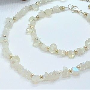 Handcrafted “Moonshine” Rainbow Moonstone & 925 - Necklace, Earrings & Bracelet